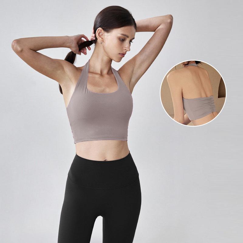 Chic Women's Halter Push-up Sport Bra Top - Waist-Cinching Yoga & Pilates Outerwear