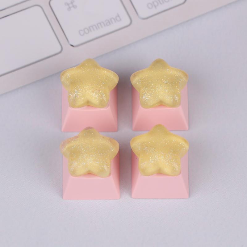 4Pcs Cute Star Keycaps Sweet Translucent Girl Personalized Gift Key Cap For Mechanical Keyboard Accessories