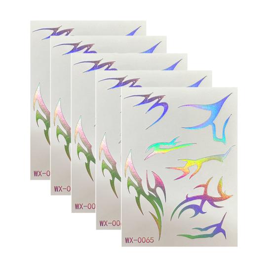 5 Sheets Holographic Lightning Tattoos Flash Temporary Stickers Full Color Body