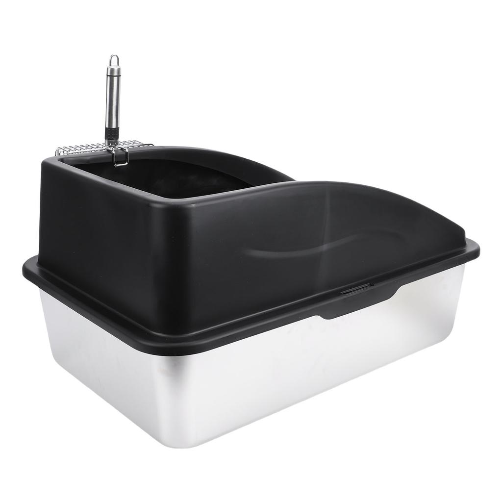 Kedi Kum Kabı Paslanmaz Çelik Çok Fonksiyonlu Geniş Boyut Açık Üst Yükseltilmiş Çit Ev için Kedi Kum Kutusu