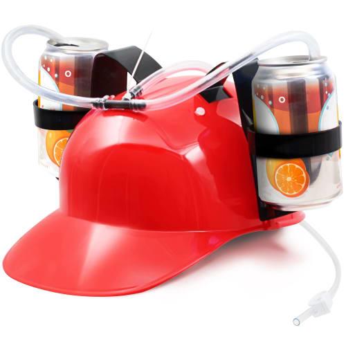 Novelty Place Guzzler Drinking Helmet - Beer and Soda Straw Hat - Party Fun - Red