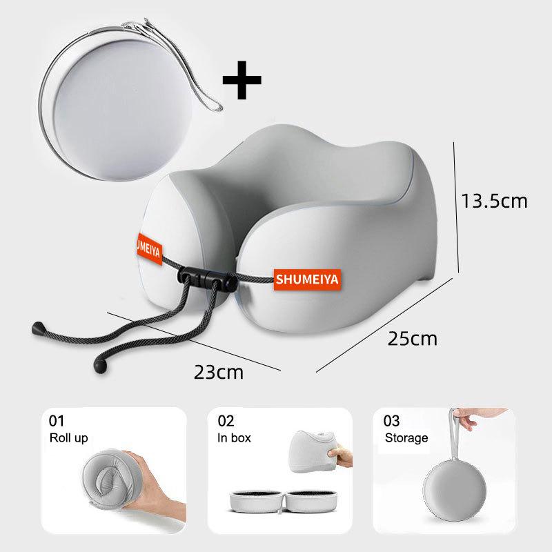 Reise Massage Memory Baumwolle U-förmiges Kissen Weich Tragbar Aufbewahrung Nackenstütze Schutz Waschbar Flugzeugkissen Wirbelsäulenpflege