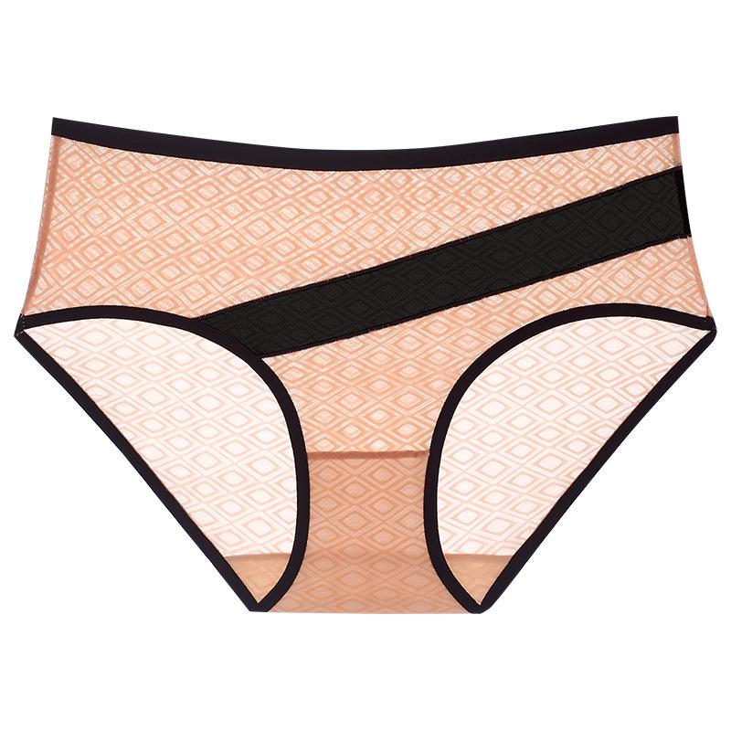 Women's Underwear With Mesh Breathable Knickers Sexy Mid Waist Briefs Ladies Underpants Fit 60kg to 125kg