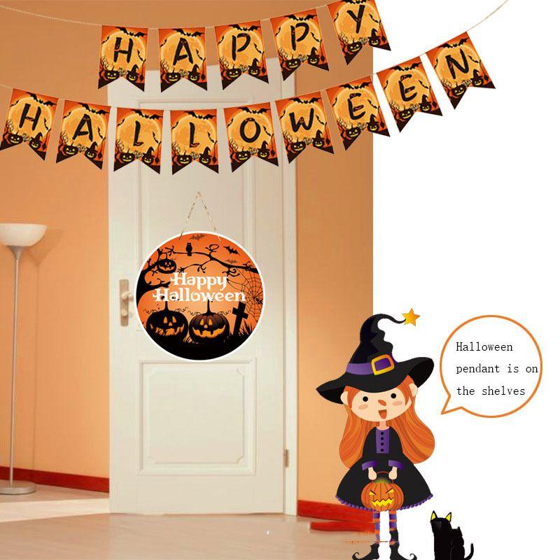 Halloween Party Decoration Holiday Themed Pumpkin Scene Door Hanging Wall Props