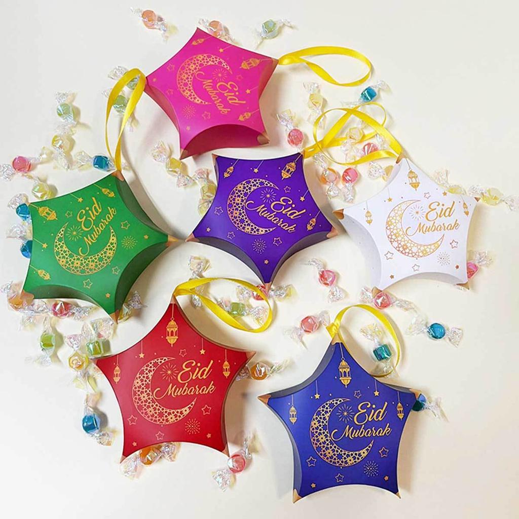 Eid Mubarak Gift Box Bag Candy Cookie Boxes Celebration Colorful Gift Packaging Decoration Set Muslim Lslamic Party Favor Suppli