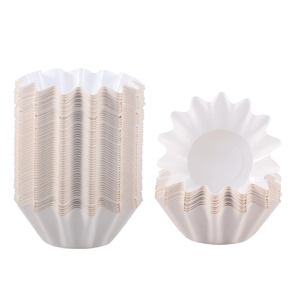 50pcs Wave Flower Cake Cups High Temperature Resistance Greaseproof Baking Cups Cake Tools Multicolour Wrapper Paper белый
