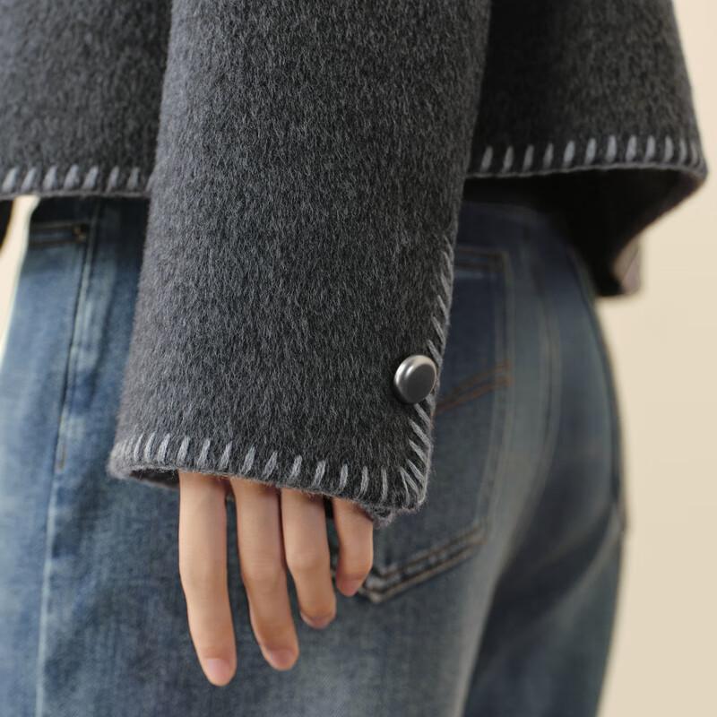 SEIFINI Women's Straight Shoulder Wool Double-faced Coat