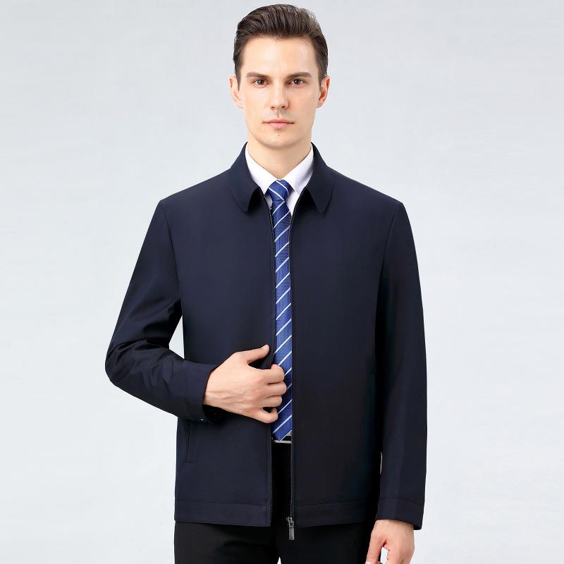Men's Autumn/Winter 2024 Lapel Mulberry Silk Business Casual Jacket for Middle-Aged and Elderly.