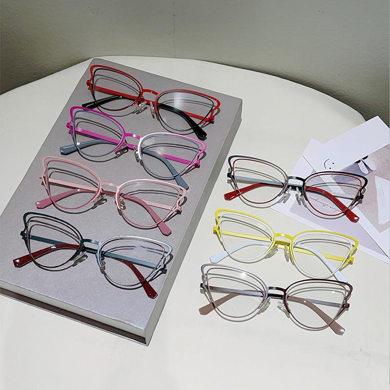 Hohlförmige Brille in Schmetterlingsform Damen Stilvolle Cat-Eye-Fassung Optische Fassung mit Blaulichtfilter Trendiges Markendesign Dekor Brille