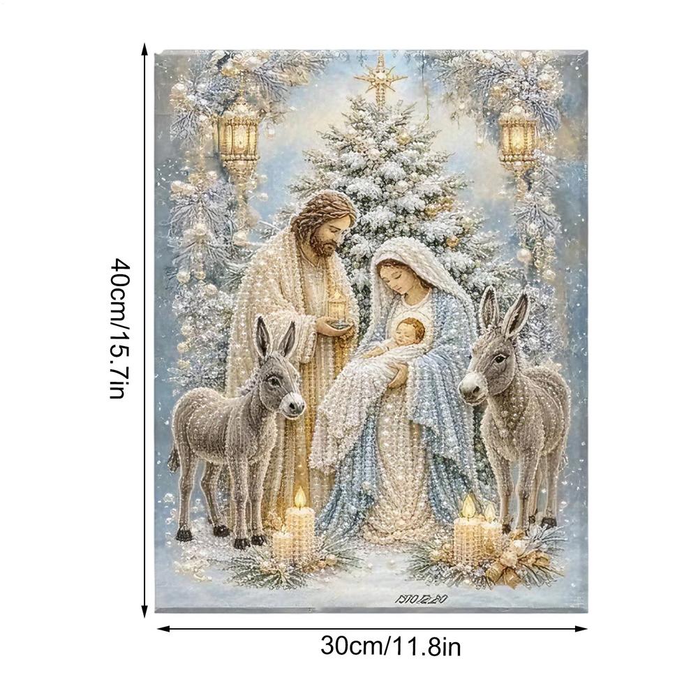 Nativity Diamond Painting Kit DIY Jesus Pearl Art Set Religious Christian Christmas Wall Decor for Home Hanging Art Painting