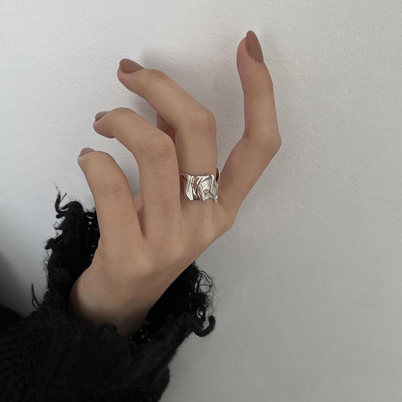 Women's Adjustable Retro Geometric Ring - Korean Style Temperament with Unique Irregular Design
