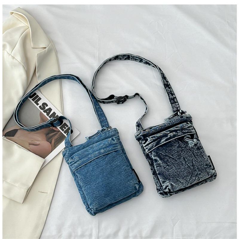 Washed Denim Crossbody Fashionable Phone Bag