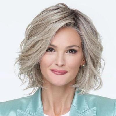 Wig for Women Fluffy and Elegant Middle-Aged and Elderly Wig Medium-Length Wig with Light Waves