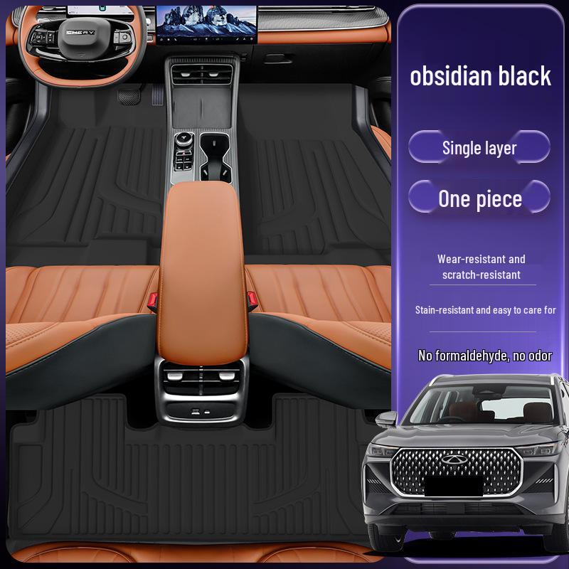 Eco-friendly Dustproof Car Floor Mats for Chery Tiggo 8 - Double-Layer Leather Interior Accessories