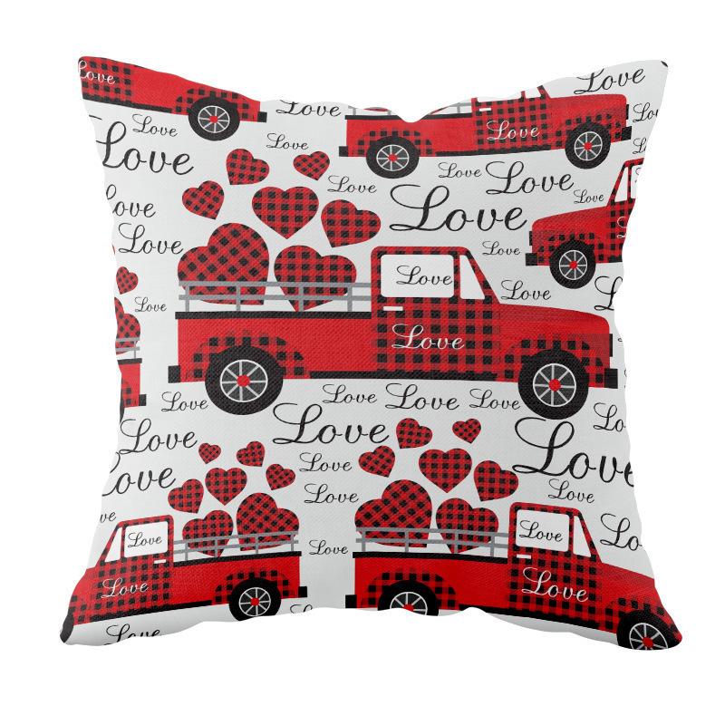 Valentine's Day Cushion Short Plush Love Printed Cushion Cover Car Bedside Cushion Gift