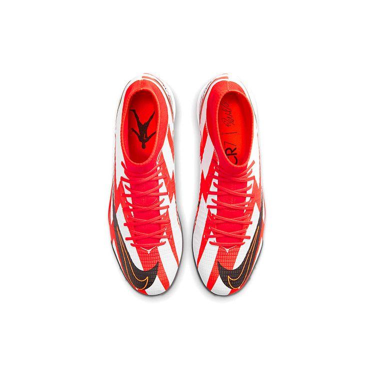 Nike Mercurial Superfly 8 Academy CR7 Round Toe Lace-Up Professional TF Soccer Shoes Unisex Soccer Shoes Black White Red DJ4683-600