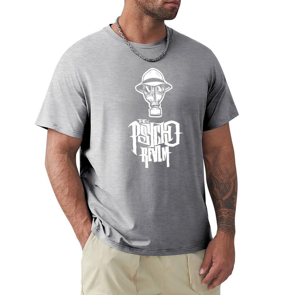 Streetwear Men Psycho Realm T-Shirt Summer Top Heavyweights Hippie Clothes Cute Clothes Man Casual High Quality Male Tee Cotton