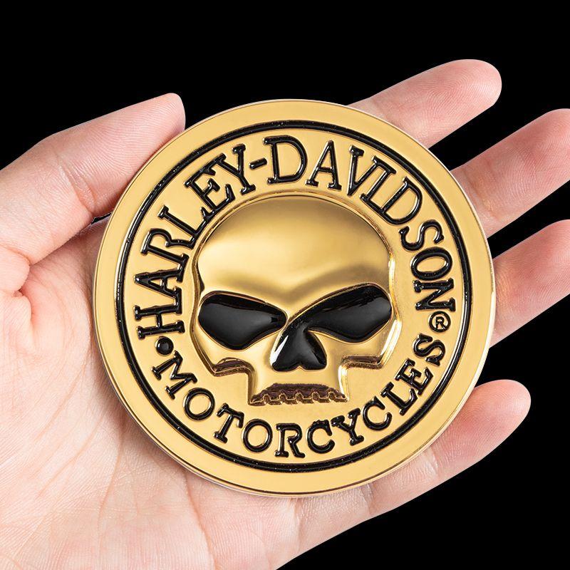 Skull round skull car logo 3D three-dimensional metal sticker retro body sticker scratch sticker modification label