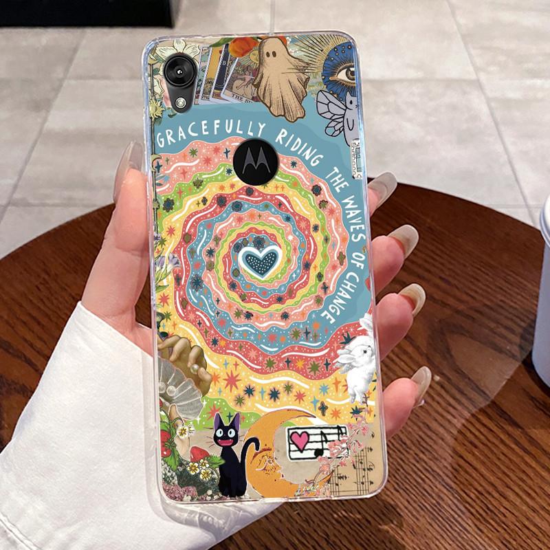 Jelly Casing For Motorola Moto E6 Fundas MOTOE6 Capa Clear Silicone Soft TPU Back Cover Cute Cat Rabbit Heart Protective Case