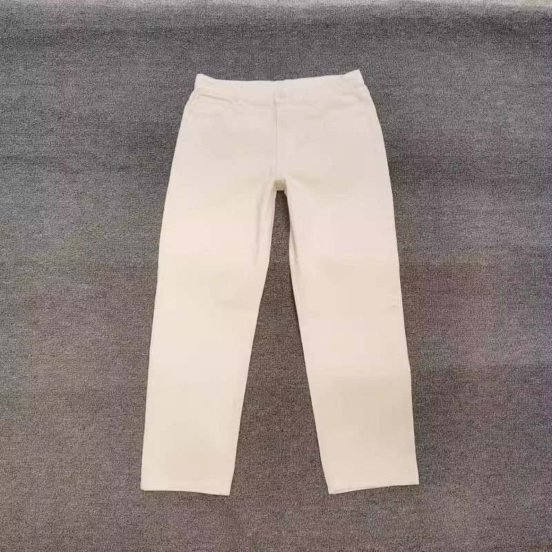 

High-Waist Straight-Leg Retro Jeans for Plump Girls Beige White 18