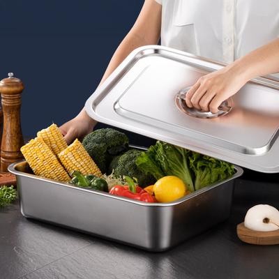 Flat Bottom Square Basin Stainless Steel Extra Deep Lasagna Baking Pan with Lid Non-stick Roasting Casserole Dish