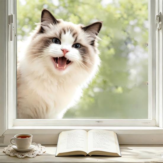 Cute Animal Peeking Window Cling Funny Cat/Dog/Donkey Window Sticker Removable Static Decals for Bedroom