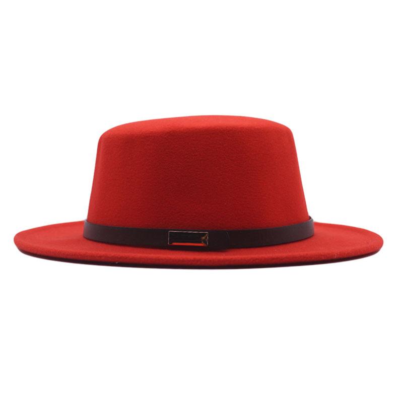 New spring and autumn top hat women's fashion British woolen hat flat top gentleman retro solid color hat
