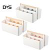 Desktop Plastic Caddy with Wooden Handle Art Supply Organizer Bin with Adjustable Dividers Makeup Basket Storage Tote for Colored Pencils Brushes