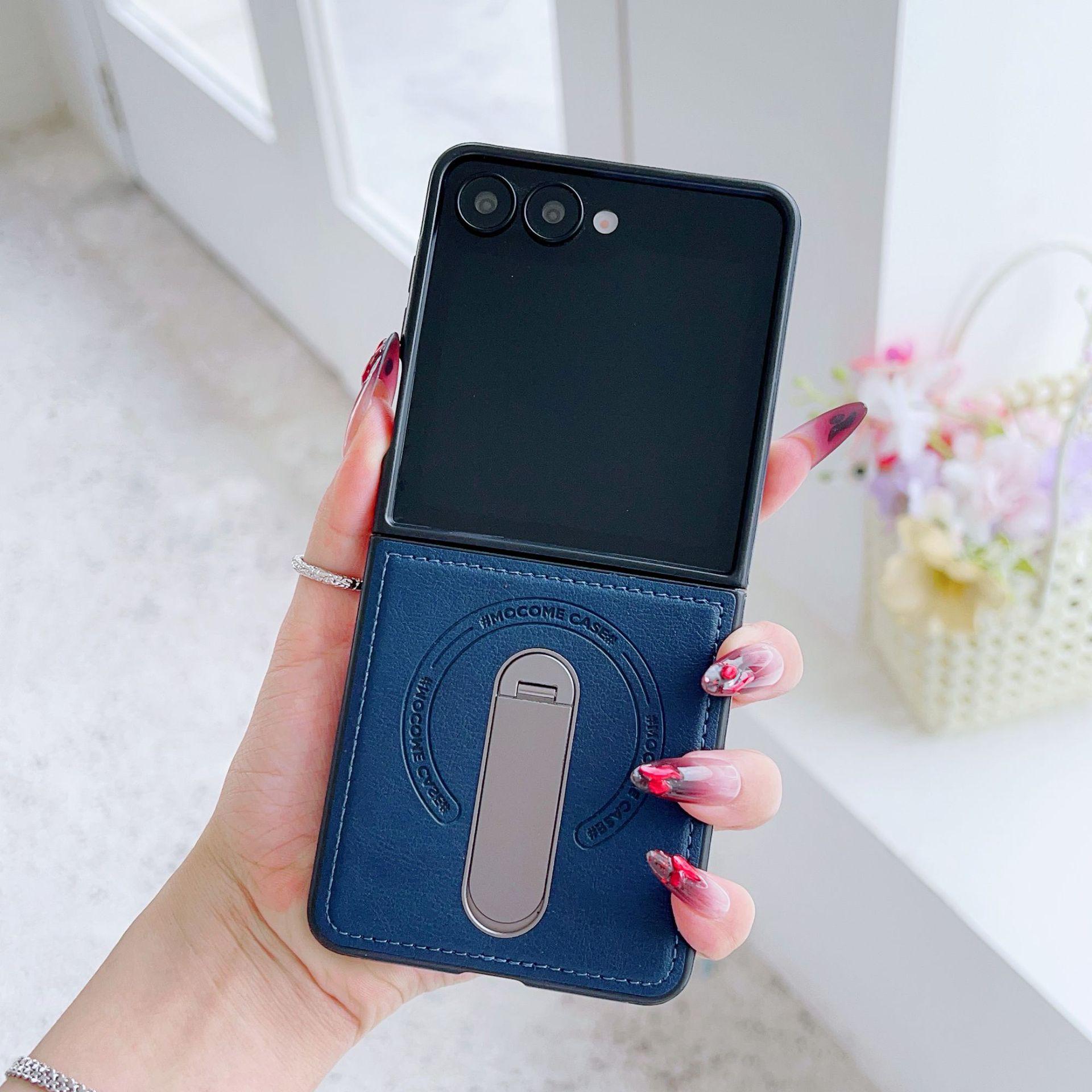 

Business Armor Magnetic Stand Case for Samsung Z Flip7/Flip6 - Anti-Drop Protective Cover Flip7 королівський синій колір