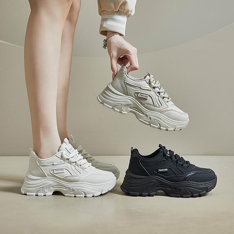 New dad shoes for women, spring student sports running shoes, casual shoes with heightened thick soles
