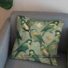 2D Vintage Birds And Leaves Pattern Pillow Cover Pattern Cushion Cover Suitable For Sofa Bedroom Car Pillow Cover