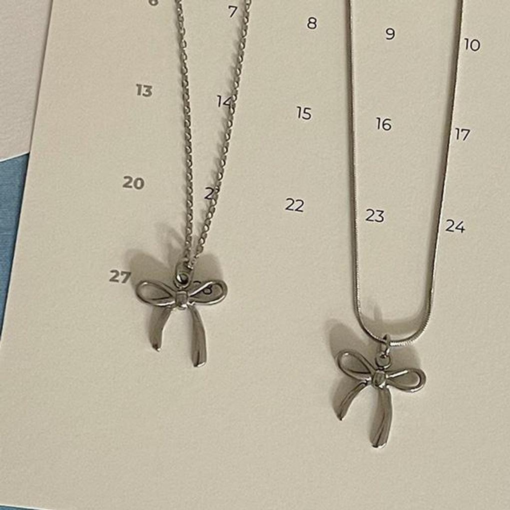 Surgical Steel Cute Cherry Ribbon Necklace (2 types)