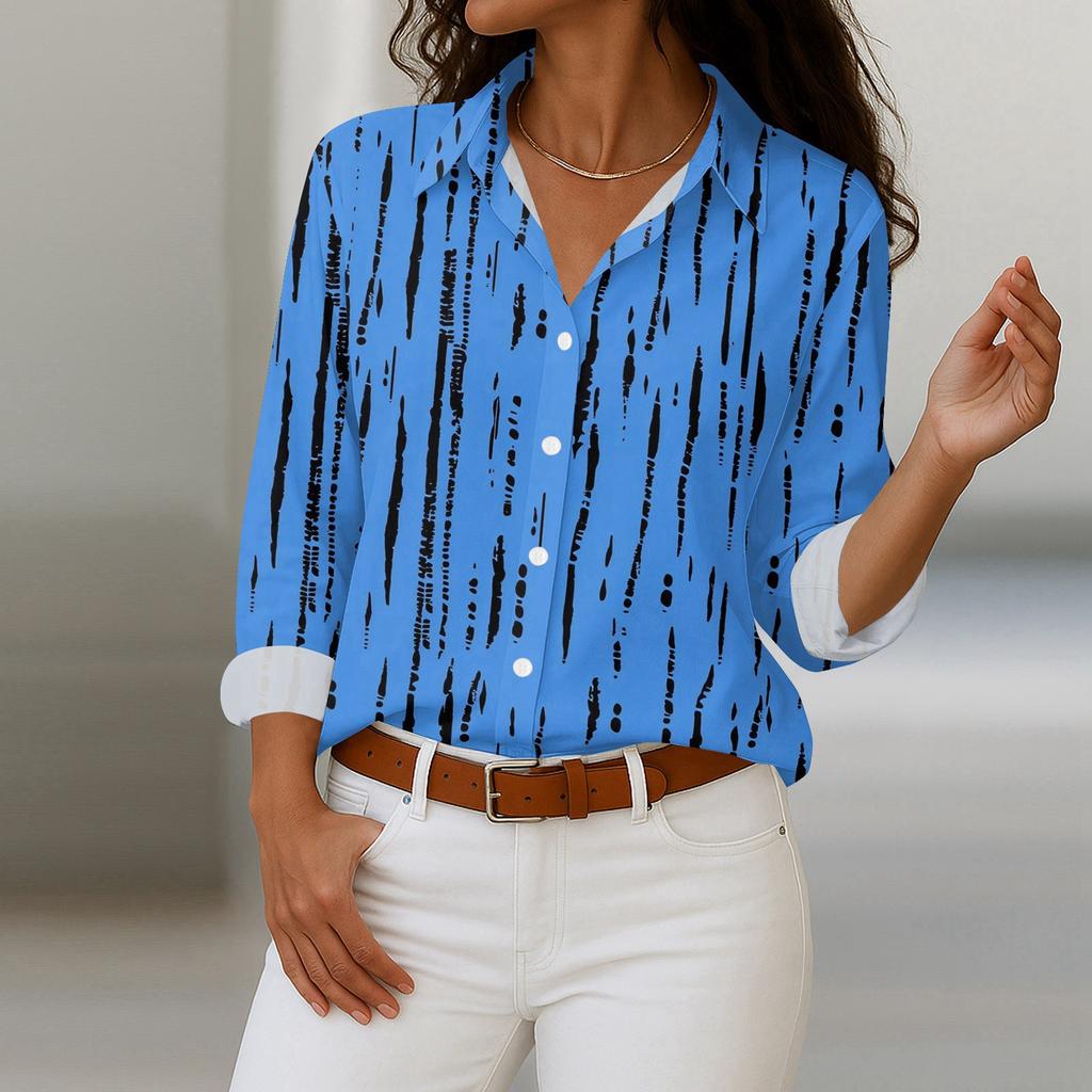 Dámská košile s knoflíky s květinovým potiskem, ležérní košile s dlouhým rukávem, halenky, ležérní základní topy plus size