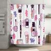 Vintage Style Decor Shower Curtain with Makeup Brush Design Waterproof Bath Room Decoration Home Accessories Pink Purple White C