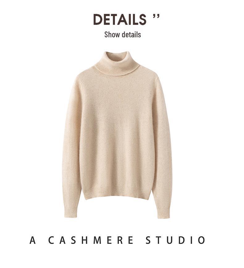 Women's Plus Size 100% Cashmere Knit Long Sleeve Sweater - Autumn/Winter Base Layer Top