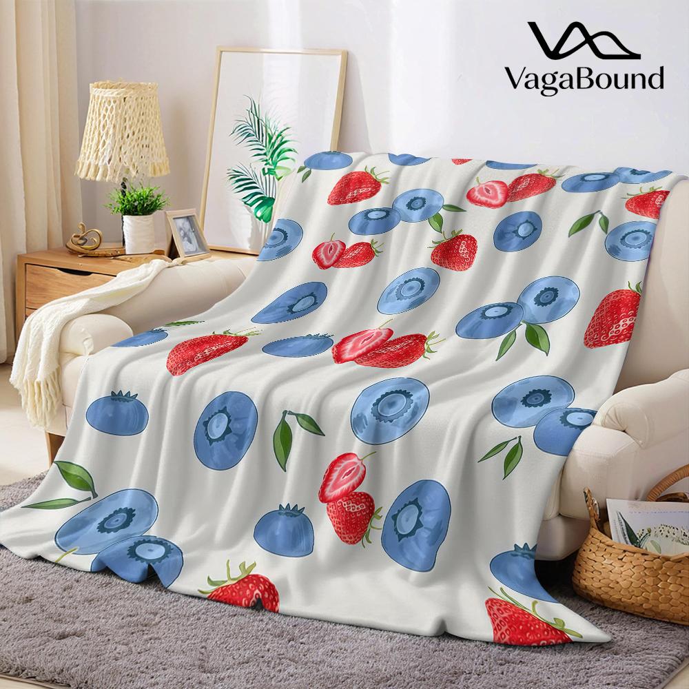 Jmg Household Supplies Unisex Coral Fresh Strawberry & Blueberry Mix Flannel Blanket Warm Soft Halloween Christmas Couch Warm Cozy Decorative Decor For All Season