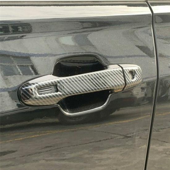 8PCS Carbon Fiber Side Door Handle Cover Trim For Subaru Forester 2019-2022 Auto