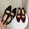 Autumn New Retro Cross Belt Fashionable Versatile Women's Shoes Small Inner Height Increase Square Head Single Shoes Women
