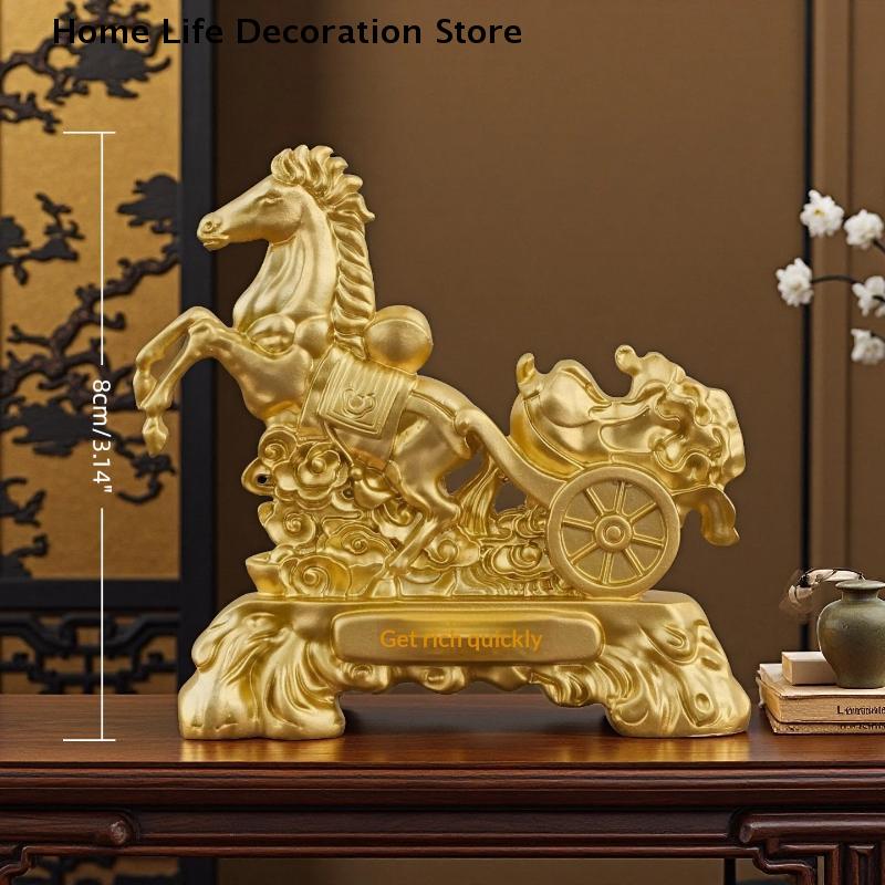 Copper Statue 2026 Year Of The Horse Feng Shui Zodiac Animal Sculpture Fortune Wealth Ornament For Desktop Bookshelf Decorative