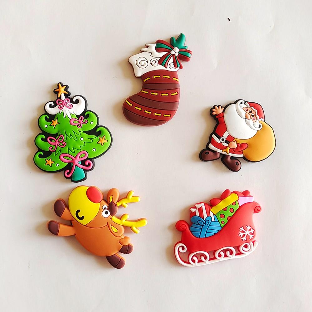 Creative Christmas Fridge Magnet Set Cartoon Christmas Decoration Magnetic Refrigerator Stickers for Kids New Year Decor Gifts