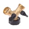 Hose Splitter Brass 2 Way Hose Connector 3/4 Thread Y Shape Hose Spigot Adapter Water Hose Splitter For Outdoor Farm Garden