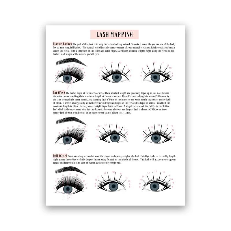 Wimpernverlängerungstechniker Leitfaden Poster und Drucke Make-up Wandkunst Bild Raumdekor Wimperngeschäft Form Kunst Leinwand Poster