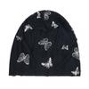 Women's Butterfly Print Pleated Stretchy Turban Headwrap Casual Snood Hat