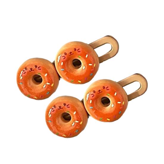 

2Pcs Girl Hairpin Stable Grip No Damage Donut Shape Hair Clip 3D Texture Photogenic Side Bangs Hair Pins колір темно кави