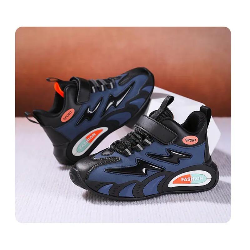 Kids High-top Sneakers Hook & Loop Non-slip Breathable Casual Sports Shoes for Boys