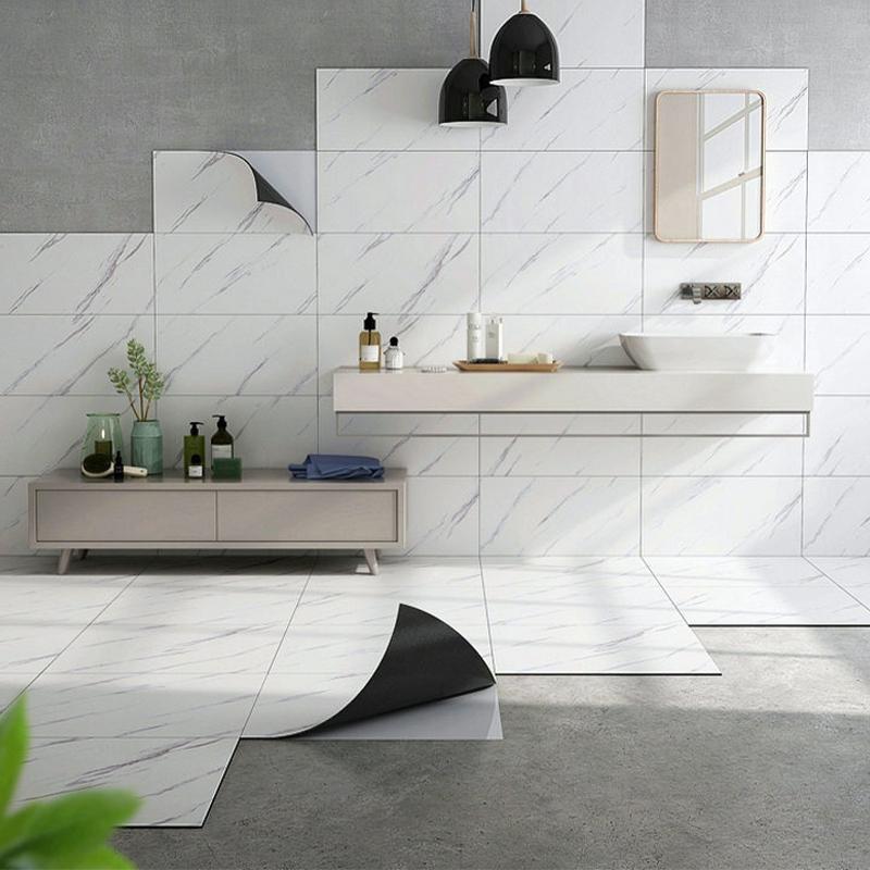 10Pcs Waterproof Marble Tiles Sticker PVC Self Adhesive Vinyl Wall Stickers Bathroom Kitchen Cupboard Backsplash Decor Decals