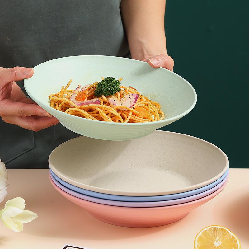 Polévková miska ze slámy, vhodná do mikrovlnné trouby, plastové nádobí, misky na ovocný salát, cereálie, ramen, těstoviny, talíř na večeři, kuchyňské náčiní