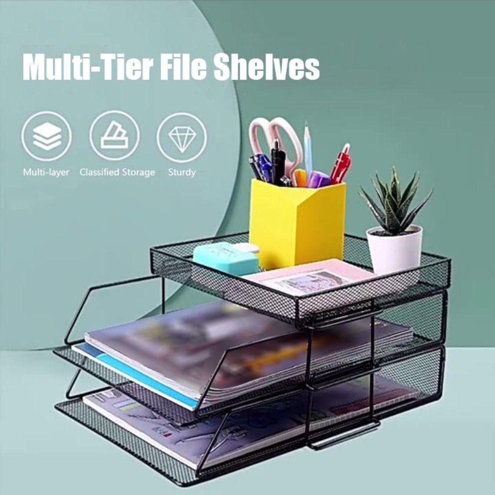 Stackable File Shelves Detachable File Storage Tray Shelf Multi-Tier Document Holder  Office