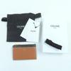 Pristine CELINE Card Case Triomphe Canvas Black brown lambskin Leather Used
