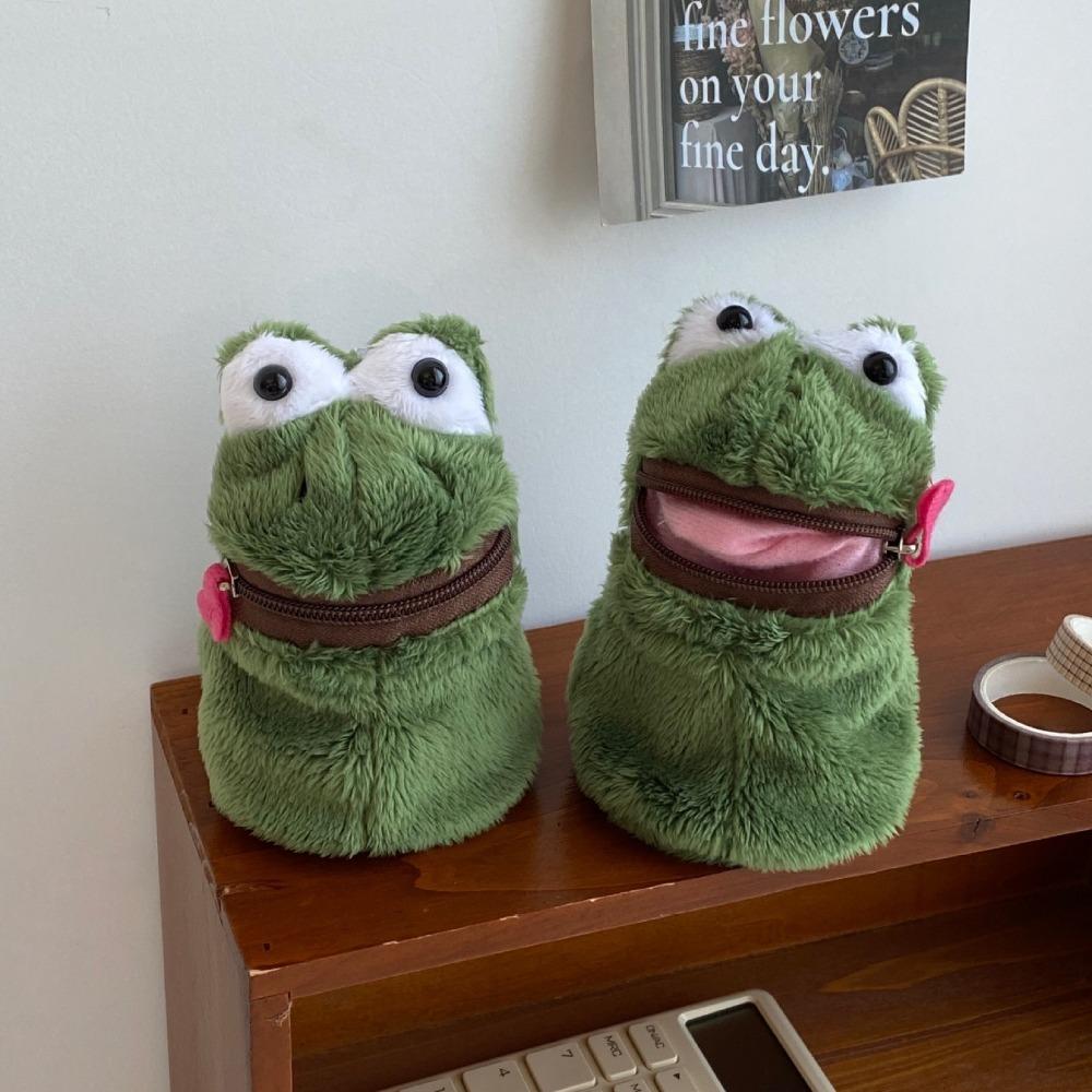 

Furry Frog Plush Money Bag Funny Frog Earphone Bag Open Mouth Frog Coin Purse Wallet Girls